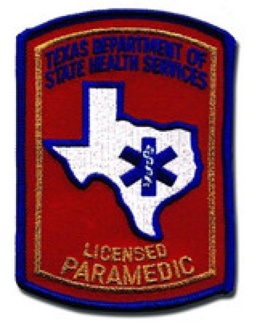 TEXAS LICENSED PARAMEDIC STAR OF LIFE CENTER SHOULDER PATCH - SEW ON.